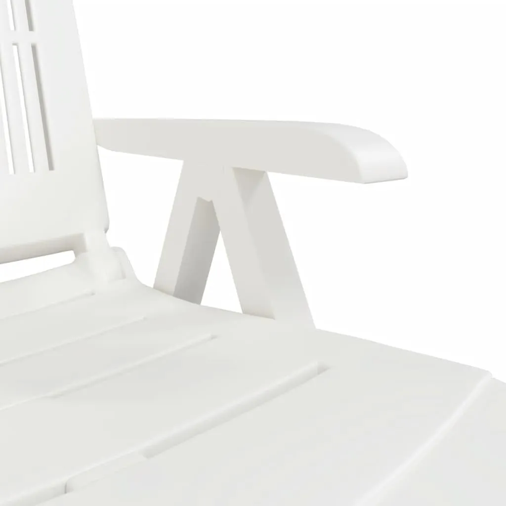 Sun Lounger White Plasticrecliner Camping Chairs Patio Tanning chairSuitable for Garden Courtyard