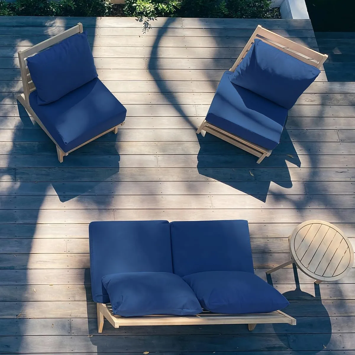 Sundale Outdoor Olefin Deep Seat Cushion, Patio Chair Cushion and Pillow, Water-Resistant Sectional Sofa Pad with Straps Dark Blue, 23 x 26 x 6 Inches
