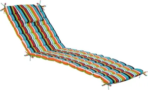 Sundale Outdoor Quilted Lounge Chair Cushion with Sunbrella Fabric, Patio Acrylic Foldable Chaise Pad with Pillow, Water-Resistant Lounger Cushion with Straps, 72 x 21 x 1 Inch - Carousel Confetti