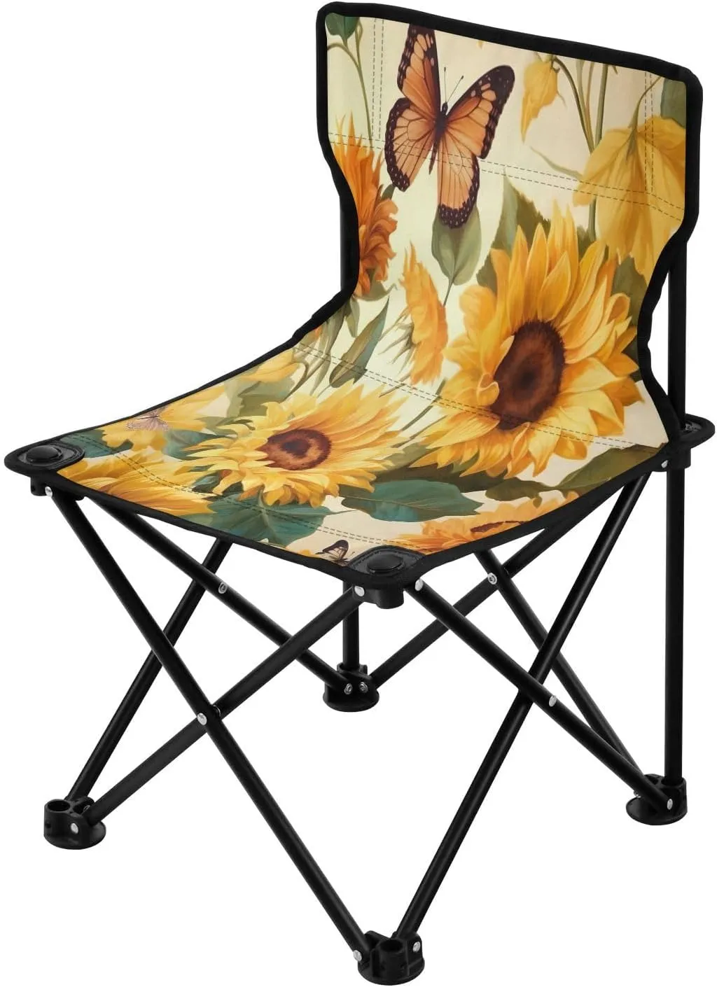 Sunflowers Butterfly Camping Chair Lightweight Portable Folding Chair Beach Chair with Carry Bag for Outdoor Adventures Patio and Picnics