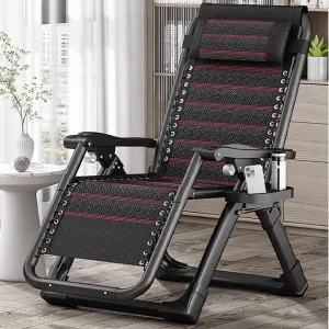 Sunloungers with Cup Holder,Deck Chairs for Adults,90°-170°Adjustable Folding Garden Chairs,40Mm Steel Pipe,Portable Reclining Camping Chairs,150Kg/330 Lbs