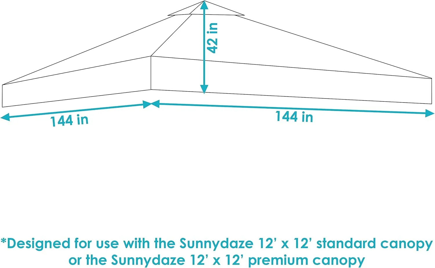 Sunnydaze Pop-Up Canopy Replacement Top - 12x12 Canopy Replacement Cover Only - Tent Shade Cover with Vent - Blue