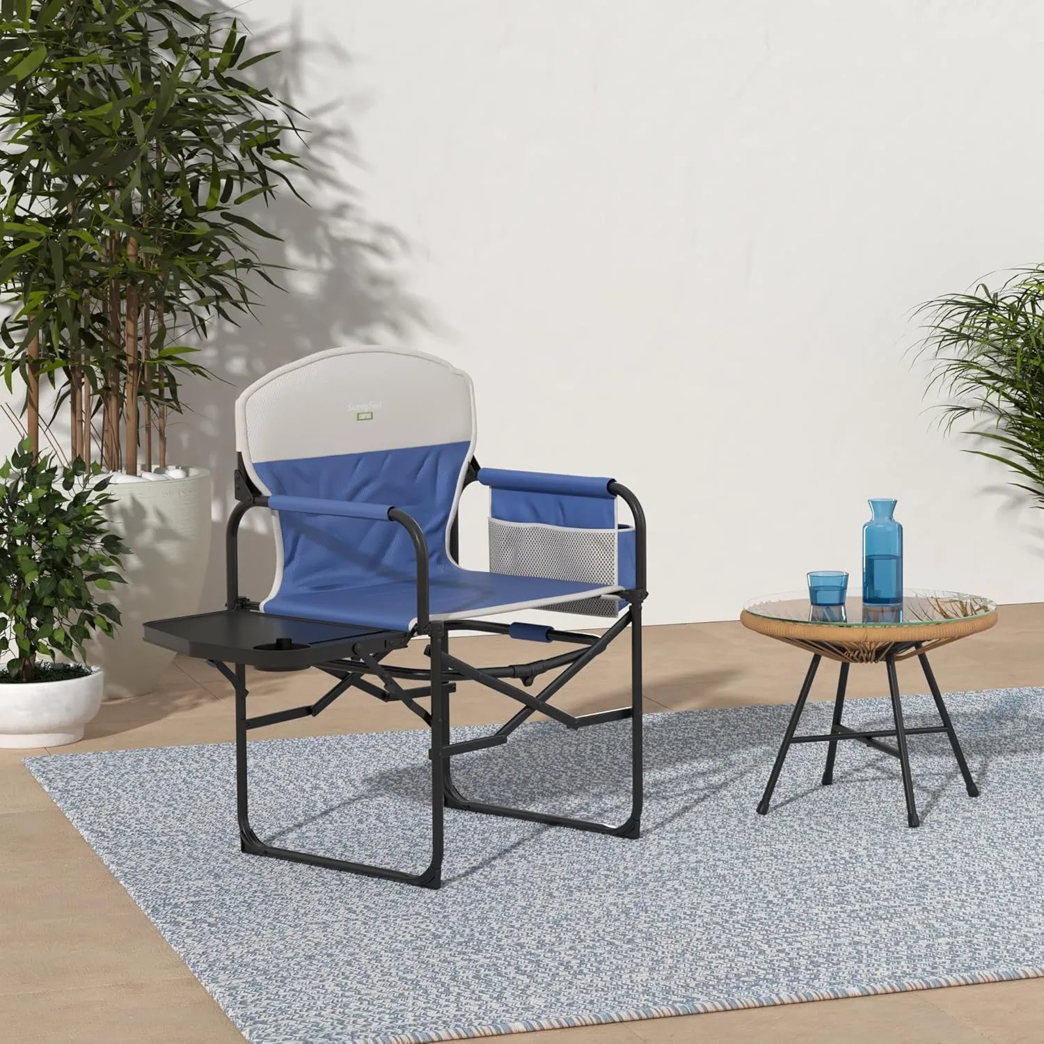 SUNNYFEEL Camping Directors Chair, Heavy Duty,Oversized Portable Folding Chair with Side Table, Pocket for Beach, Fishing,Trip,Picnic,Lawn,Concert Outdoor Foldable Camp Chairs