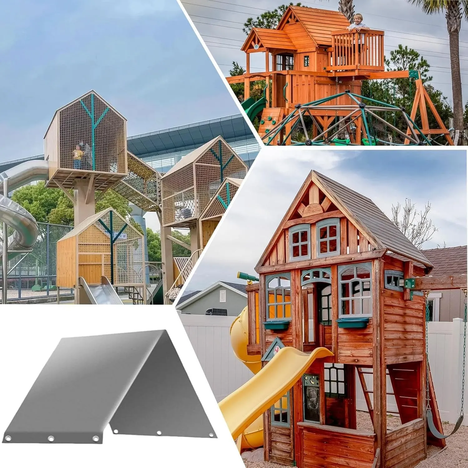 Swing Set Replacement Tarp, 52"x 90" Playset Canopy Replacement Playground Canopy Replacement, Swing Canopy Replacement Cover, Outdoor Swingset Shade Waterproof Cover, Playhouse Accessories (Grey)