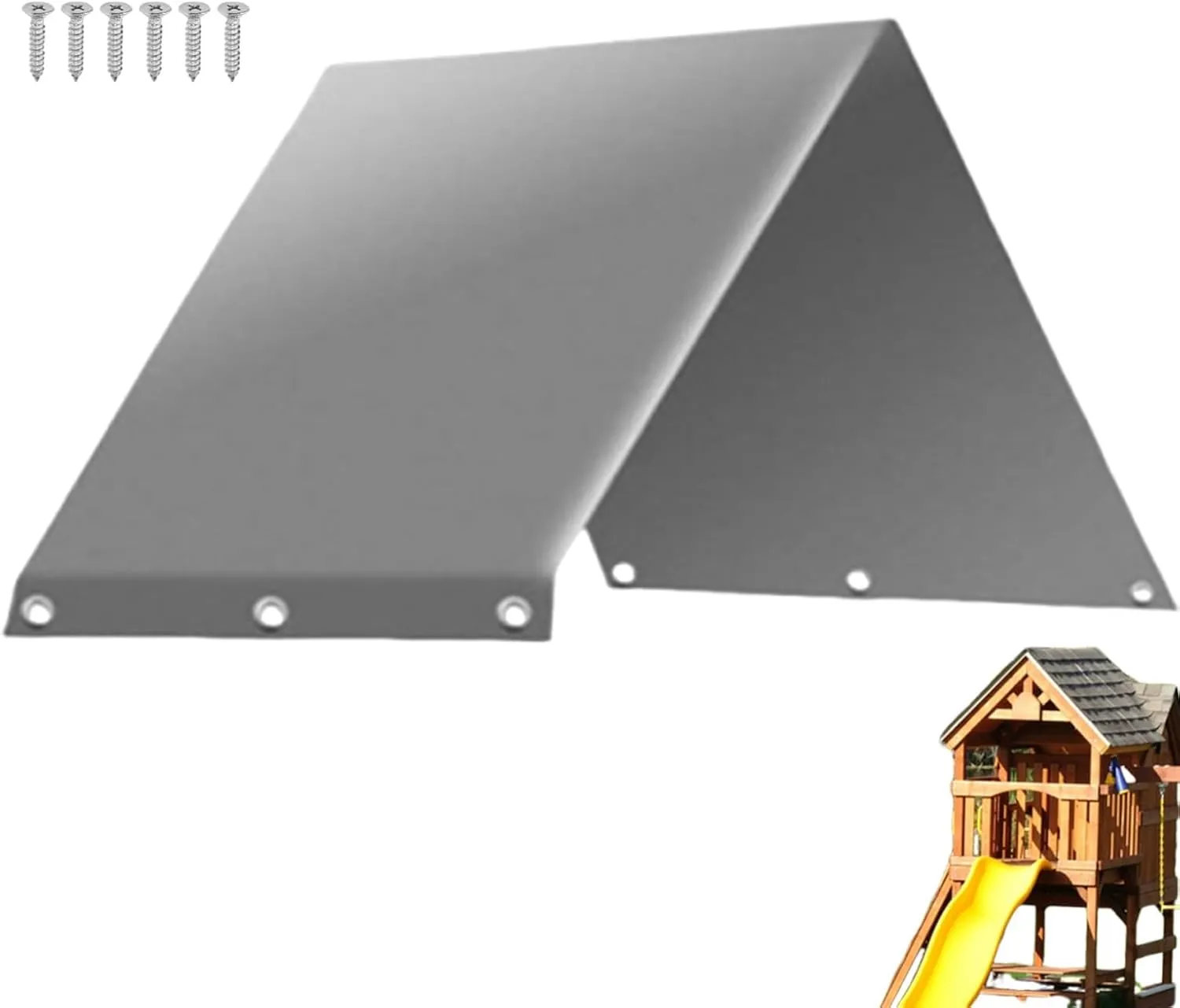 Swing Set Replacement Tarp, 52"x 90" Playset Canopy Replacement Playground Canopy Replacement, Swing Canopy Replacement Cover, Outdoor Swingset Shade Waterproof Cover, Playhouse Accessories (Grey)