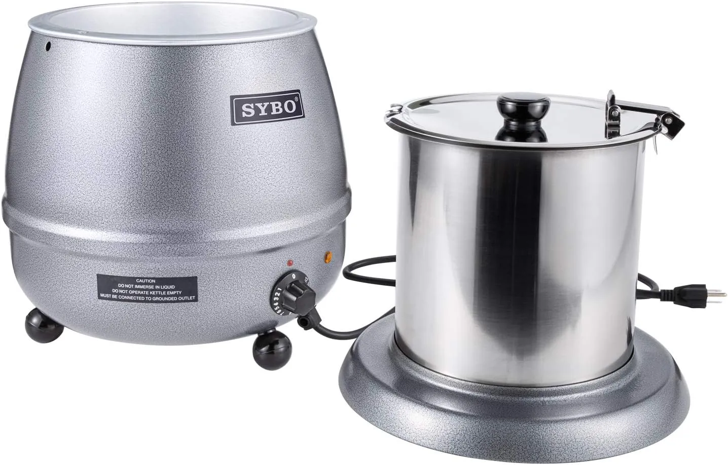 SYBO SB-6000-2G Commercial Grade Soup Kettle with Hinged Lid and Detachable Stainless Steel Insert Pot for Restaurant and Big Family, 10.5 Quarts, Silver