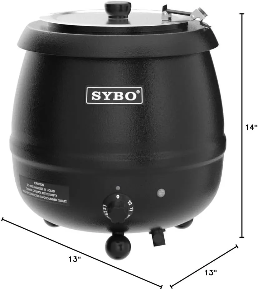 SYBO SB-6000 Commercial Grade Soup Kettle with Hinged Lid and Detachable Stainless Steel Insert Pot for Restaurant and Big Family, 10.5 Quarts, Black