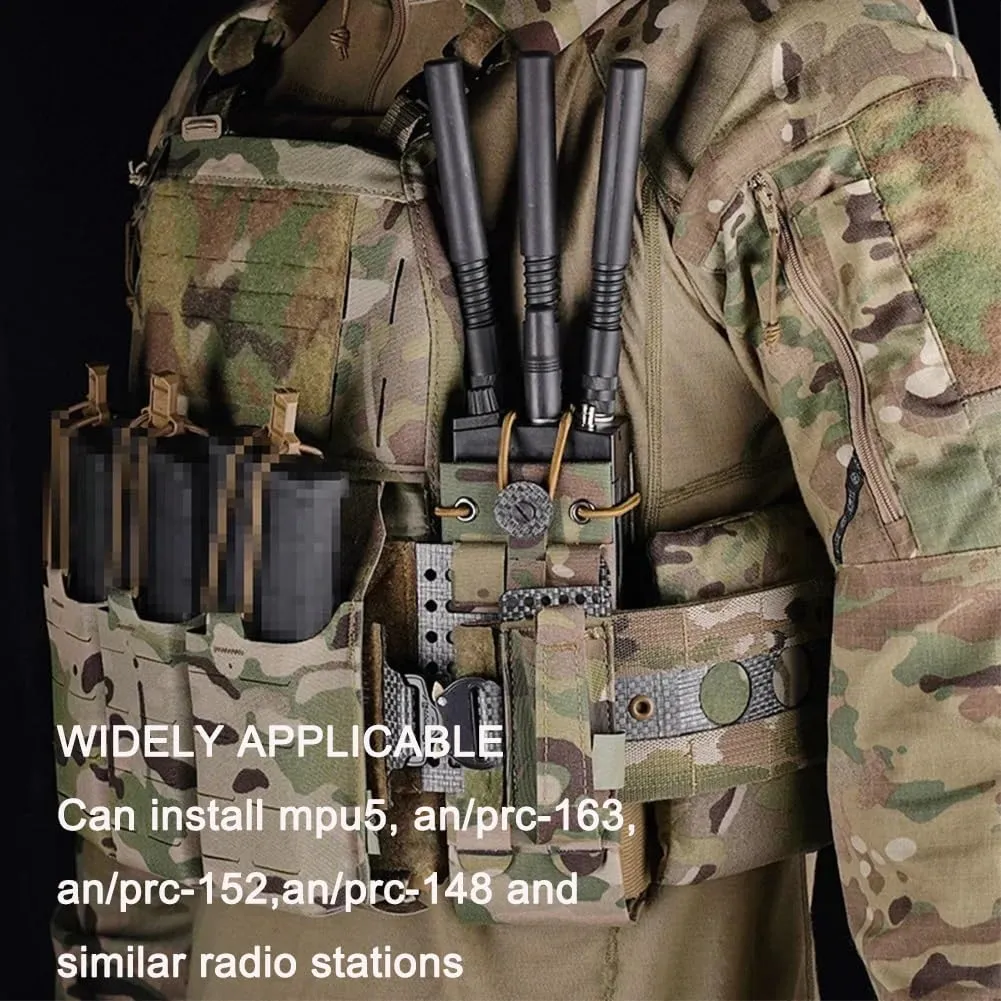 Tactical MOLLE Radio Pouch & Water Bottle Holster – 500D Nylon Laser-Cut Lightweight Adjustable Waist Pouch for Walkie Talkie, Outdoor Hiking, Camping, Tactical Vest, Backpack, or Belt