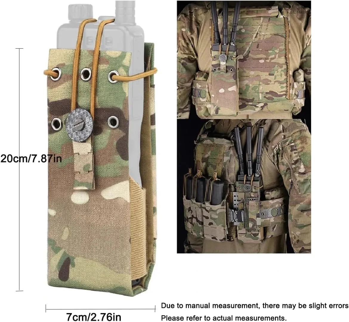 Tactical MOLLE Radio Pouch & Water Bottle Holster – 500D Nylon Laser-Cut Lightweight Adjustable Waist Pouch for Walkie Talkie, Outdoor Hiking, Camping, Tactical Vest, Backpack, or Belt