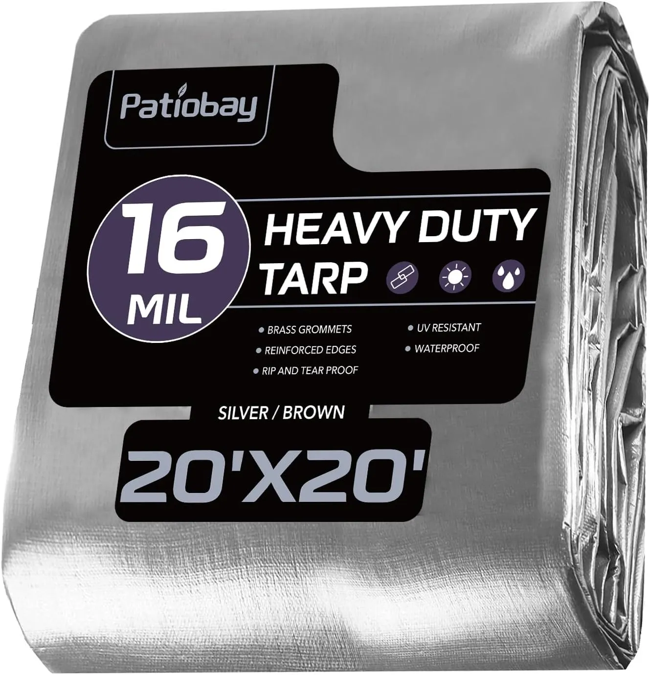 Tarp 20x20FT, 16 Mil Large Tarp, Waterproof Tarps Heavy Duty with Grommets Every 23.6", Thick Plastic Tarp, UV Resistant Tear&Fade Resistant, Reinforced Edges for Outdoor Pool Camp Tent