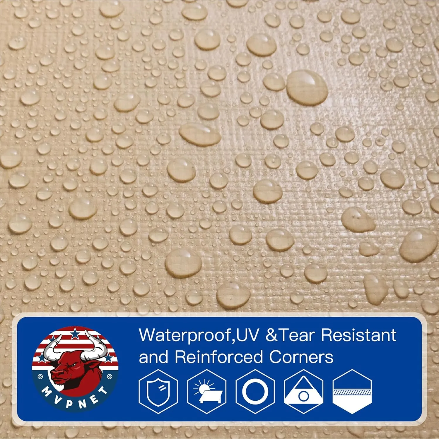 Tarp 6x8(2pack) Heavy Duty Waterproof Beige Tarp 12.5mil,Durable,Multipurpose, Weather Resistant,Uv Resistant,Tear Resistant,Can Be Used for Outdoor Furniture,Cars,Ships,Roofs-by MVPNET
