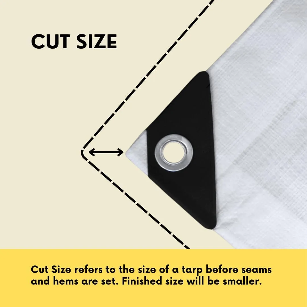 TARP SUPPLY Inc.12'x25' White Poly Tarp–8 Mil Waterproof,UV-Resistant Tarpaulin with Aluminum Grommets Reinforced Edges for Party Tents,Roofs,Boats,RVs,Furniture,Farm & Outdoor Use
