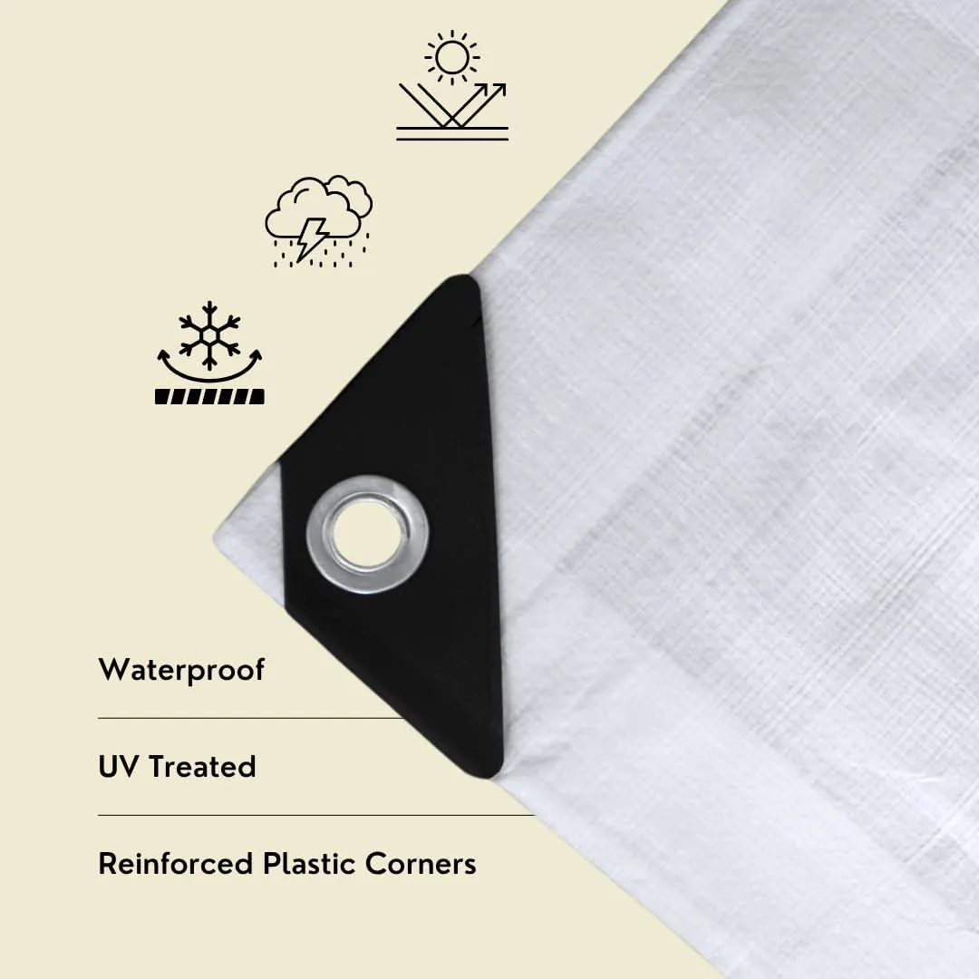 TARP SUPPLY Inc.12'x25' White Poly Tarp–8 Mil Waterproof,UV-Resistant Tarpaulin with Aluminum Grommets Reinforced Edges for Party Tents,Roofs,Boats,RVs,Furniture,Farm & Outdoor Use