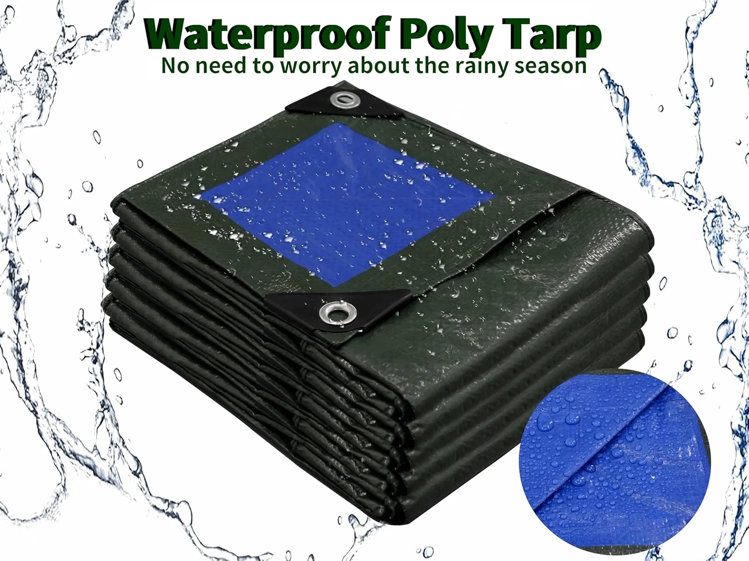 TARPAL 30x30 Feet Green Tarp Waterproof Multipurpose Protective Cover All Purpose Outdoor Poly Tarps Cover for Swimming Pool, Roof Waterproofing,Boat, car, Camping, firewood,Outdoor Furniture,etc