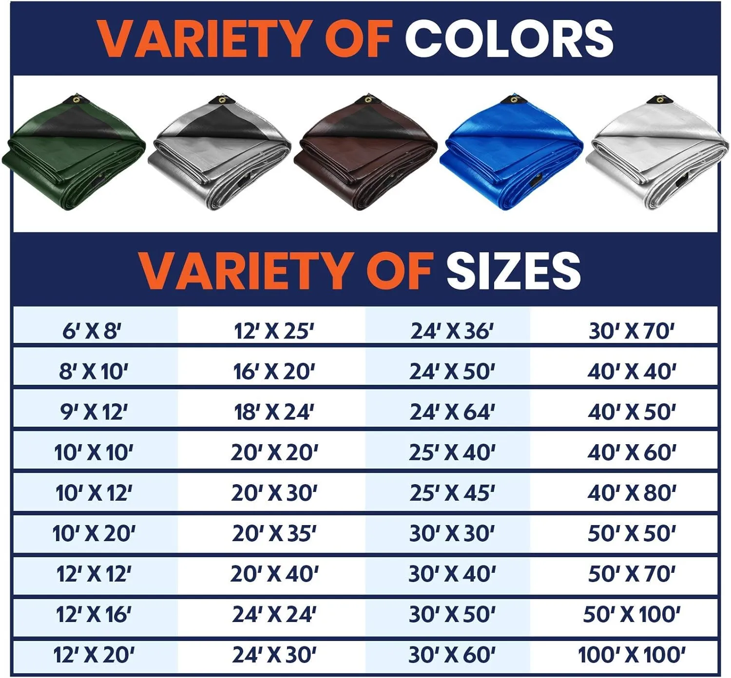 Tarpco Safety Heavy Duty 10 Mil Tarp Cover, Waterproof, UV Resistant, Rip and Tear Proof, Poly Tarpaulin with Reinforced Edges for Camping, Roof, Patio, Pool, Boat. (Silver/Black 24′ X 36′)
