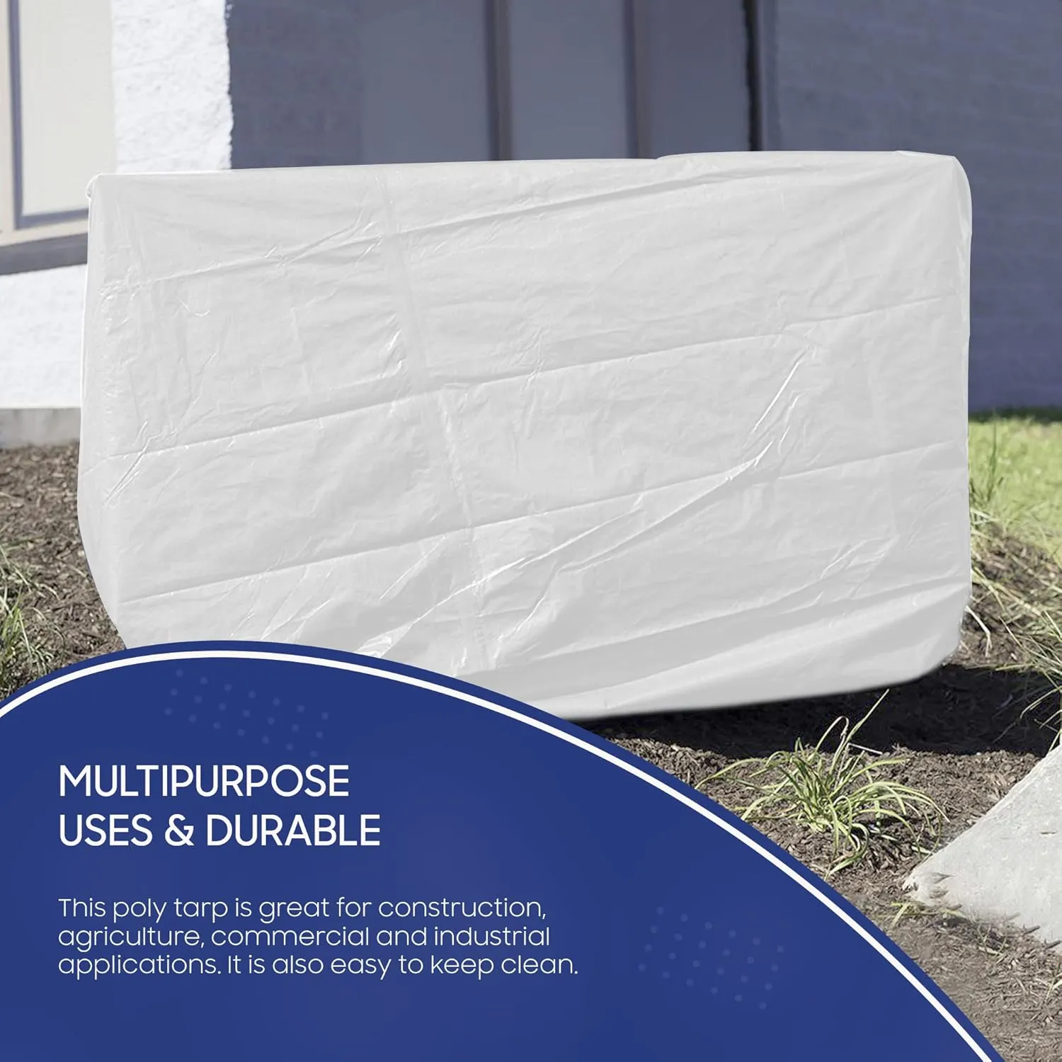 Tarps Now 10x12 Feet Poly Tarp |12 MIL Heavy Duty Waterproof Cover |Rip and Tear Proof Plastic Tarp with Rustproof Aluminum Grommets & Reinforced Edges |Ideal for Roof Repairs, Landscaping-White