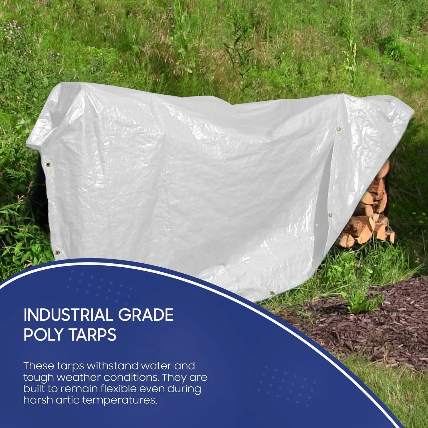 Tarps Now 10x12 Feet Poly Tarp |12 MIL Heavy Duty Waterproof Cover |Rip and Tear Proof Plastic Tarp with Rustproof Aluminum Grommets & Reinforced Edges |Ideal for Roof Repairs, Landscaping-White