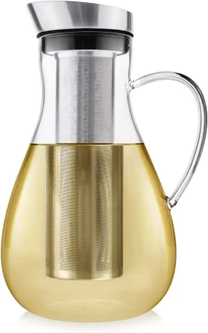 Teabloom Large Multi-Brew Glass Teapot   Kettle   Pitcher (68 OZ / 2.0 L / 8 CUPS) – Brew and Serve Hot Tea, Iced Tea, Cold Brew Tea and Fruit Infused Water – Silhouette Tea Maker