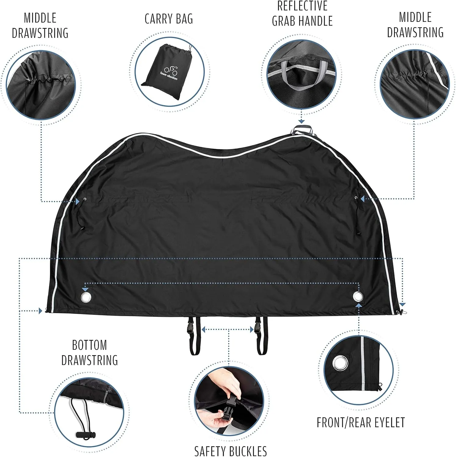 TeamObsidian Bike Cover - Outdoor Bike Storage, Bicycle Transportation or Travel Covers - Waterproof eBike Protection - For 1 to 3 Bikes - Heavy Duty Ripstop 300D Oxford Material