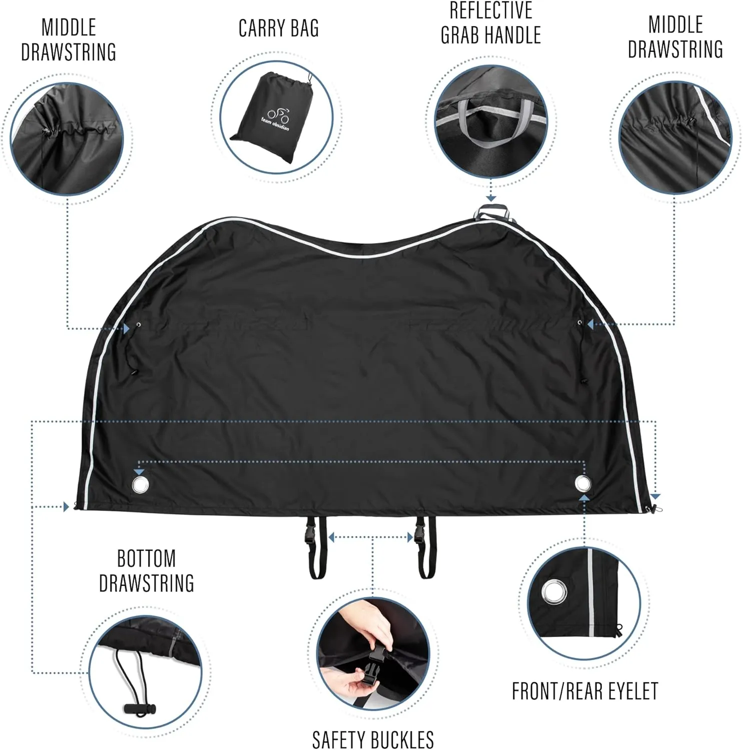 TeamObsidian Bike Cover - Outdoor Bike Storage, Bicycle Transportation or Travel Covers - Waterproof eBike Protection - For 1 to 3 Bikes - Heavy Duty Ripstop 300D Oxford Material