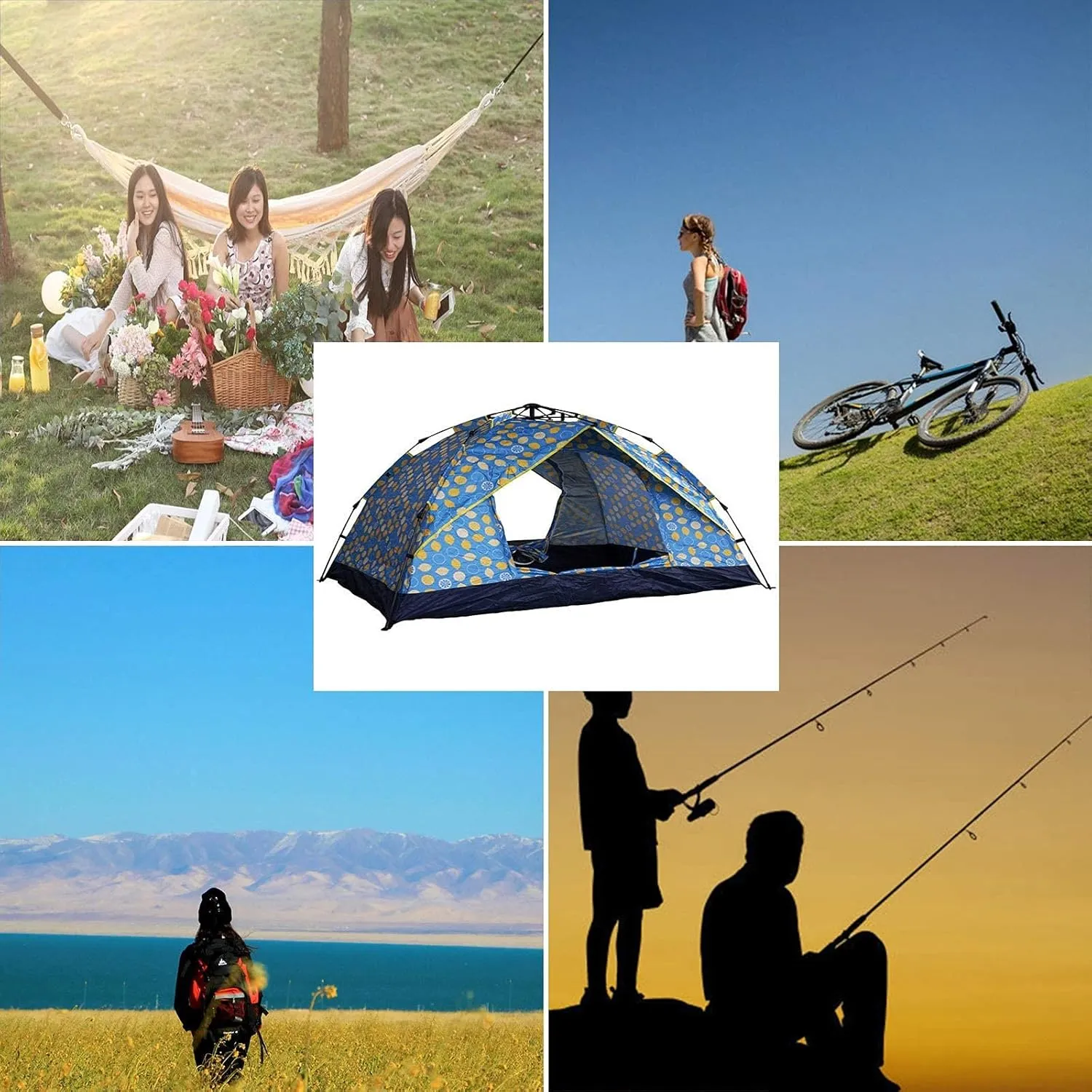 Teepee Tent for Adults 3-4 Person Family Camping Tent,Instant Automatic pop up Camping Tent,Protection,Perfect for Outdoor,Traveling,Camping,Fishing,etc