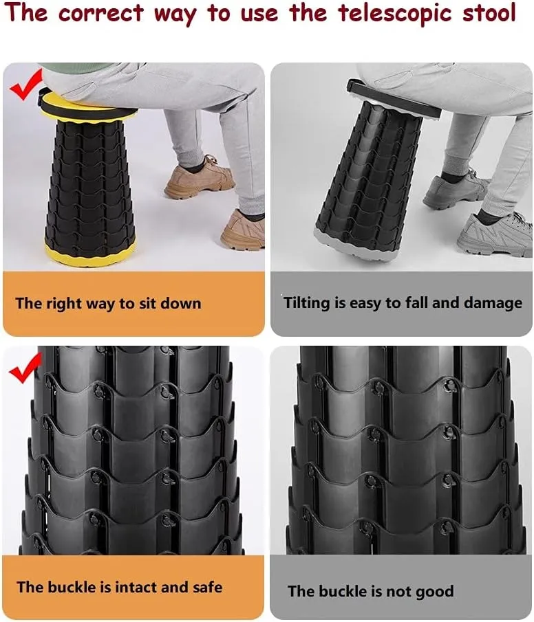 Telescopic Portable Stool, Camping Retractable Folding Stool for Fishing, Hiking, Travel, Queuing, Gardening Capacity 250Lbs,Green