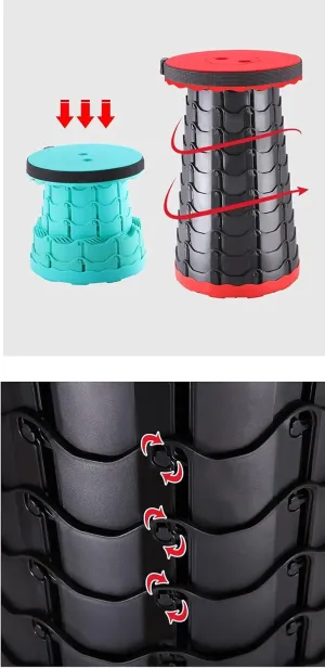 Telescopic Portable Stool, Camping Retractable Folding Stool for Fishing, Hiking, Travel, Queuing, Gardening Capacity 250Lbs,Green