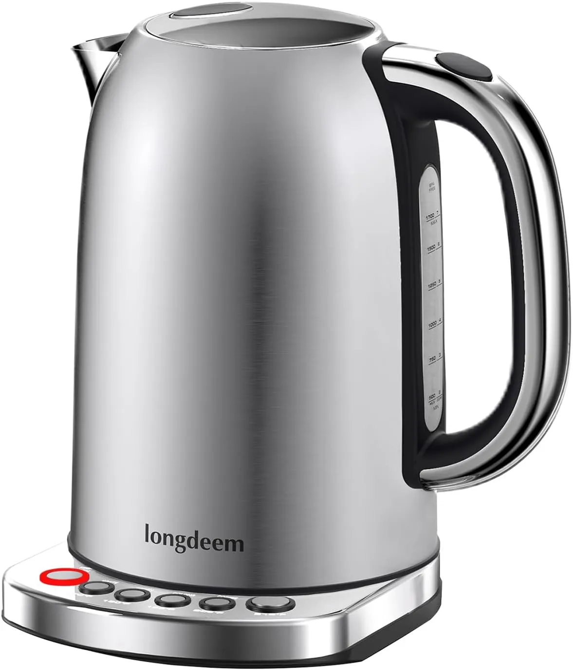 Temp Control Electric Tea Kettle, 1.7L Stainless Steel Water Boiler & Heater, Fast Boiling 1500 Watts, Cordless Kettle with Auto Shutoff, BoilDry Protection, LED Light, Silver