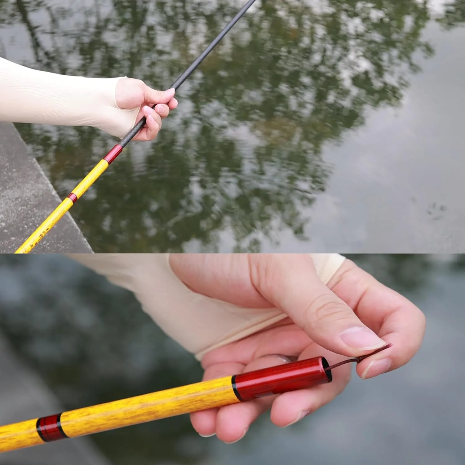 Tenkara Rod Telescopic Fishing Rod Kit-Ultra Short Telescopic Fishing Tenkara Rod Portable Collapsible Bass Crappie Full Kit Carbon Fiber Fishing Pole All Waters Quality Tube Packing