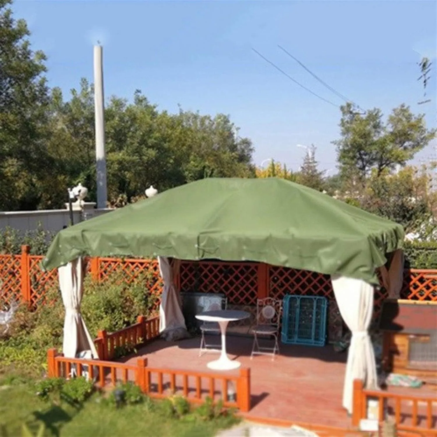 Tent Canvas Shade Cloth Tarpaulin Waterproof Heavy Duty Thicken Tarps Rainproof Cloth with Grommets, 16.4X32.8ft/5X10m