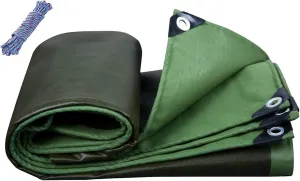 Tent Canvas Shade Cloth Tarpaulin Waterproof Heavy Duty Thicken Tarps Rainproof Cloth with Grommets, 16.4X32.8ft/5X10m