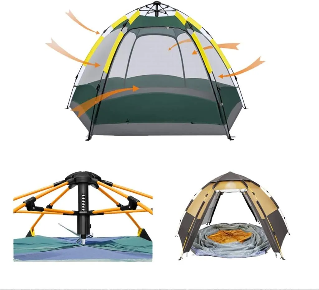 Tent Outdoor 3-4 People Automatic Anti-Storm rain 2 Double Thick Rainproof Camping Outdoor Camping Household Tent pop-up Large Cabin Beach Tent Quick Installation wate Hopeful, Flagship, Blue