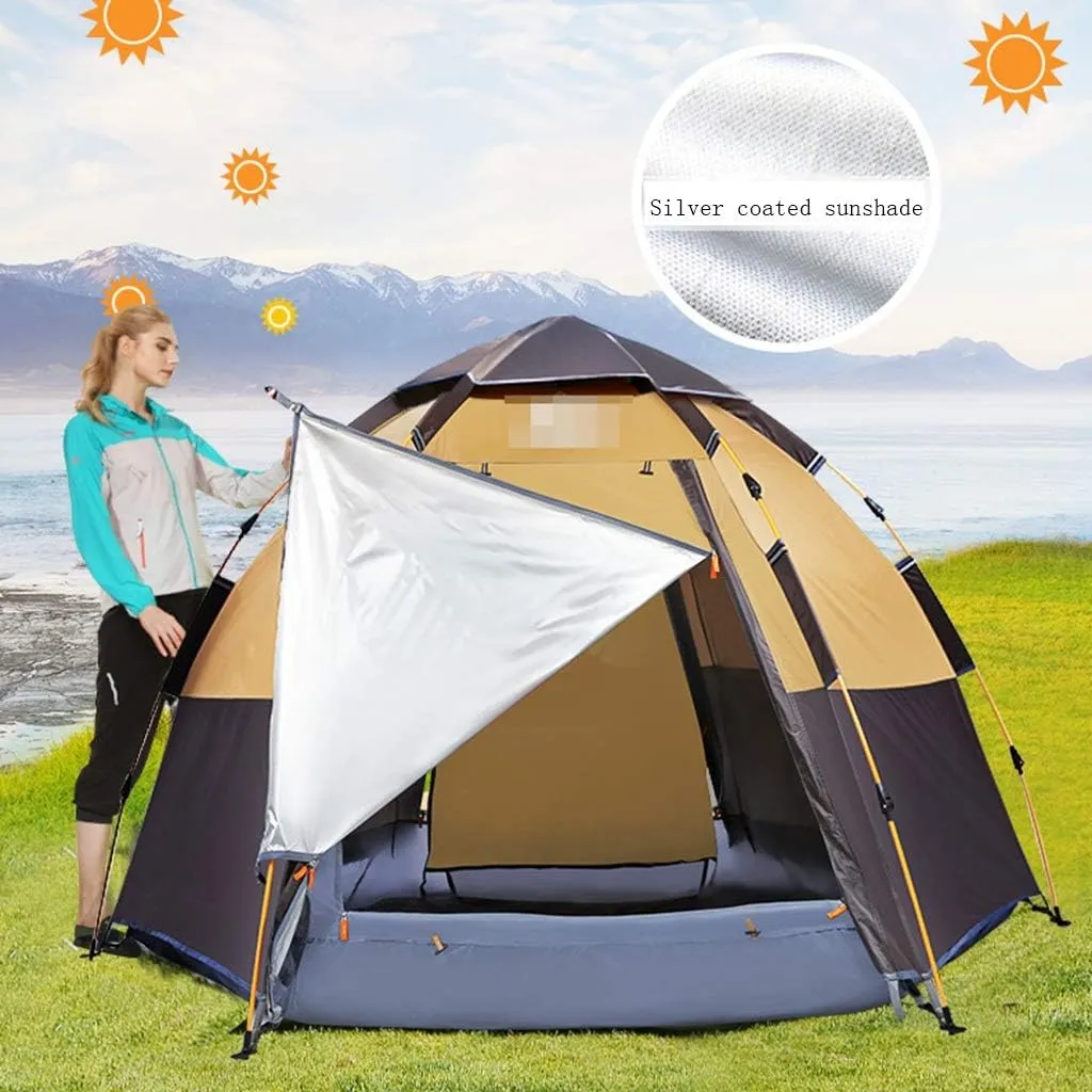 Tent Outdoor 3-4 People Automatic Anti-Storm rain 2 Double Thick Rainproof Camping Outdoor Camping Household Tent pop-up Large Cabin Beach Tent Quick Installation wate Hopeful, Flagship, Blue