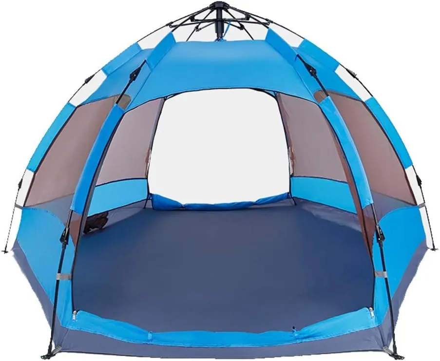 Tent Outdoor 3-4 People Automatic Anti-Storm rain 2 Double Thick Rainproof Camping Outdoor Camping Household Tent pop-up Large Cabin Beach Tent Quick Installation wate Hopeful, Flagship, Blue