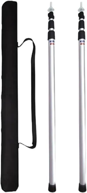 Tent Pole Support Frames Kit Outdoor Support， Thick Tarp Poles Telescopic Ultralight Aluminum Slide Tarp Rods Adjustale for Tent Tarp Outdoor Camping Canopy Sun Shelter(Silvery 2 pieces)
