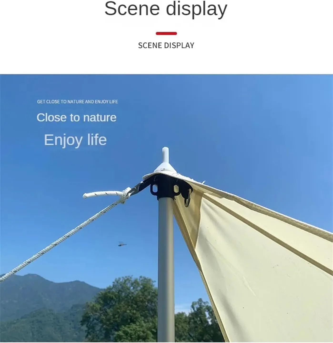 Tent Pole Support Frames Kit Outdoor Support， Thick Tarp Poles Telescopic Ultralight Aluminum Slide Tarp Rods Adjustale for Tent Tarp Outdoor Camping Canopy Sun Shelter(Silvery 2 pieces)