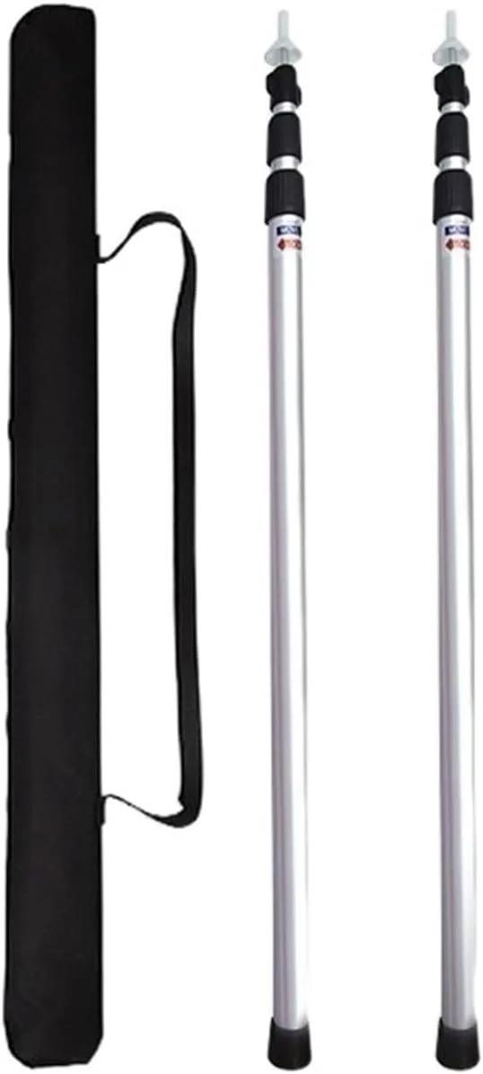 Tent Pole Support Frames Kit Outdoor Support， Thick Tarp Poles Telescopic Ultralight Aluminum Slide Tarp Rods Adjustale for Tent Tarp Outdoor Camping Canopy Sun Shelter(Silvery 2 pieces)