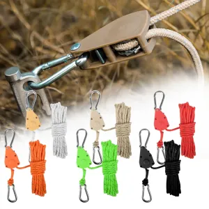 Tent Rope Hanger Pulley Hook - Adjustable Lanyard Hanging for Camping and Outdoor Activities