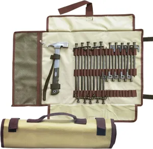 Tent Stakes Camping Hammer Accessories Set, 20Pcs Heavy Duty 12in 8in Tent Stakes, 1Pce Camping Hammer (Gray) All in One Great Size Tent Stake Storage Bag