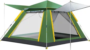 Tents 3-4 Person Outdoor Camping Portable Automatic Pop-up Instant Tent with Two Doors, Ventilation Rainproof and Sun Protection
