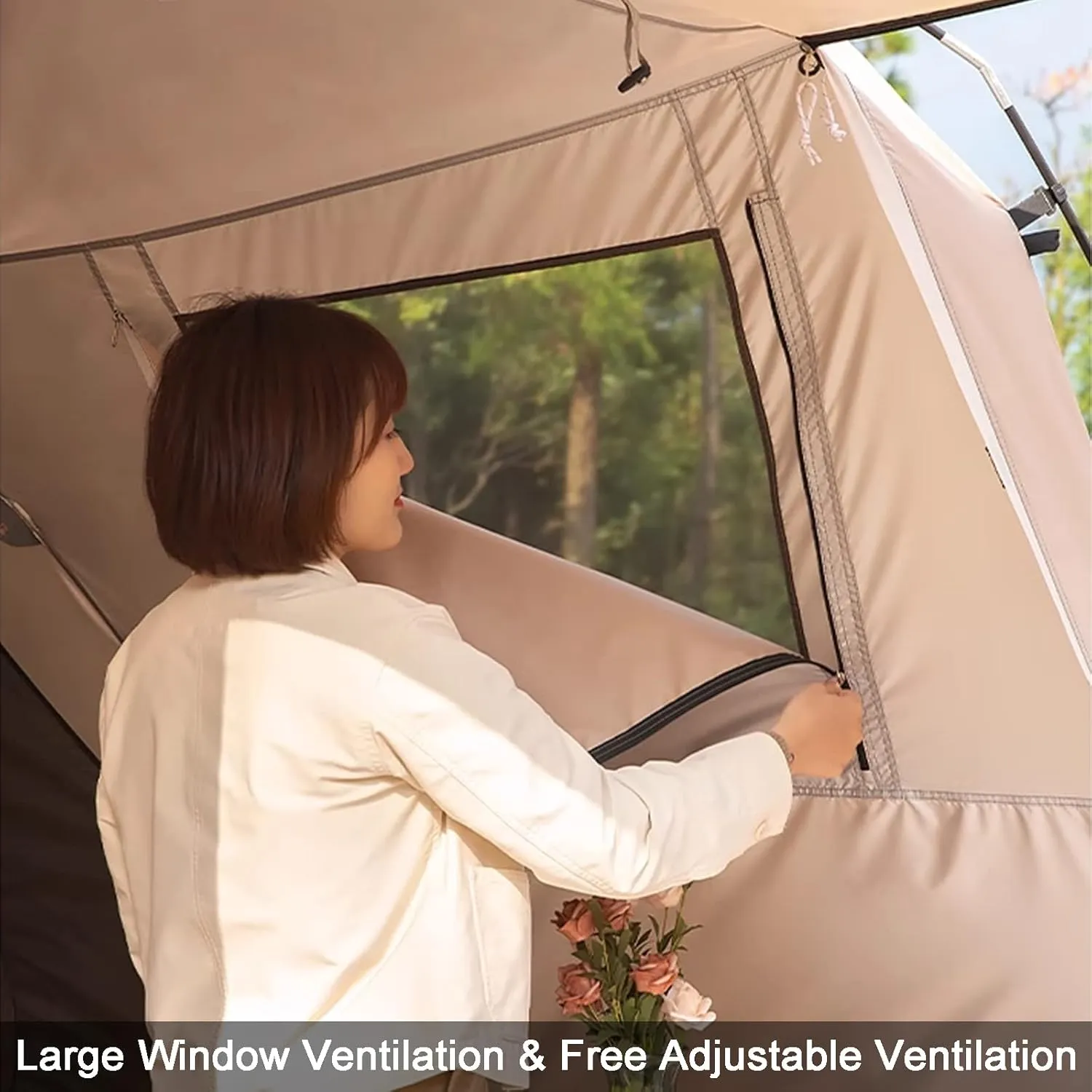 Tents Camping Tent with Instant Setup with Inbuilt Porch, 5-8 Person U2000mm Weatherproof Family Tunnel Tents for Fishing Hiking Picnic, Included Carry Bag