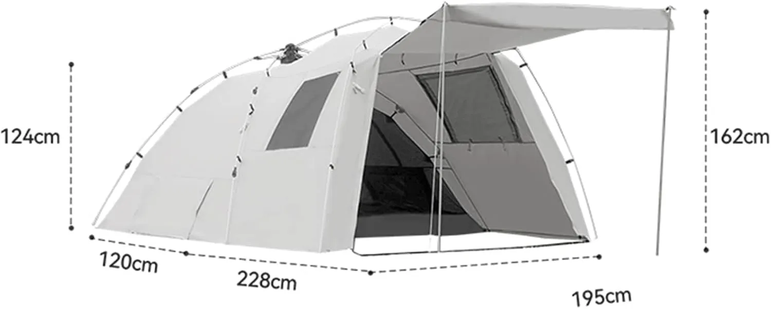 Tents Camping Tent with Instant Setup with Inbuilt Porch, 5-8 Person U2000mm Weatherproof Family Tunnel Tents for Fishing Hiking Picnic, Included Carry Bag
