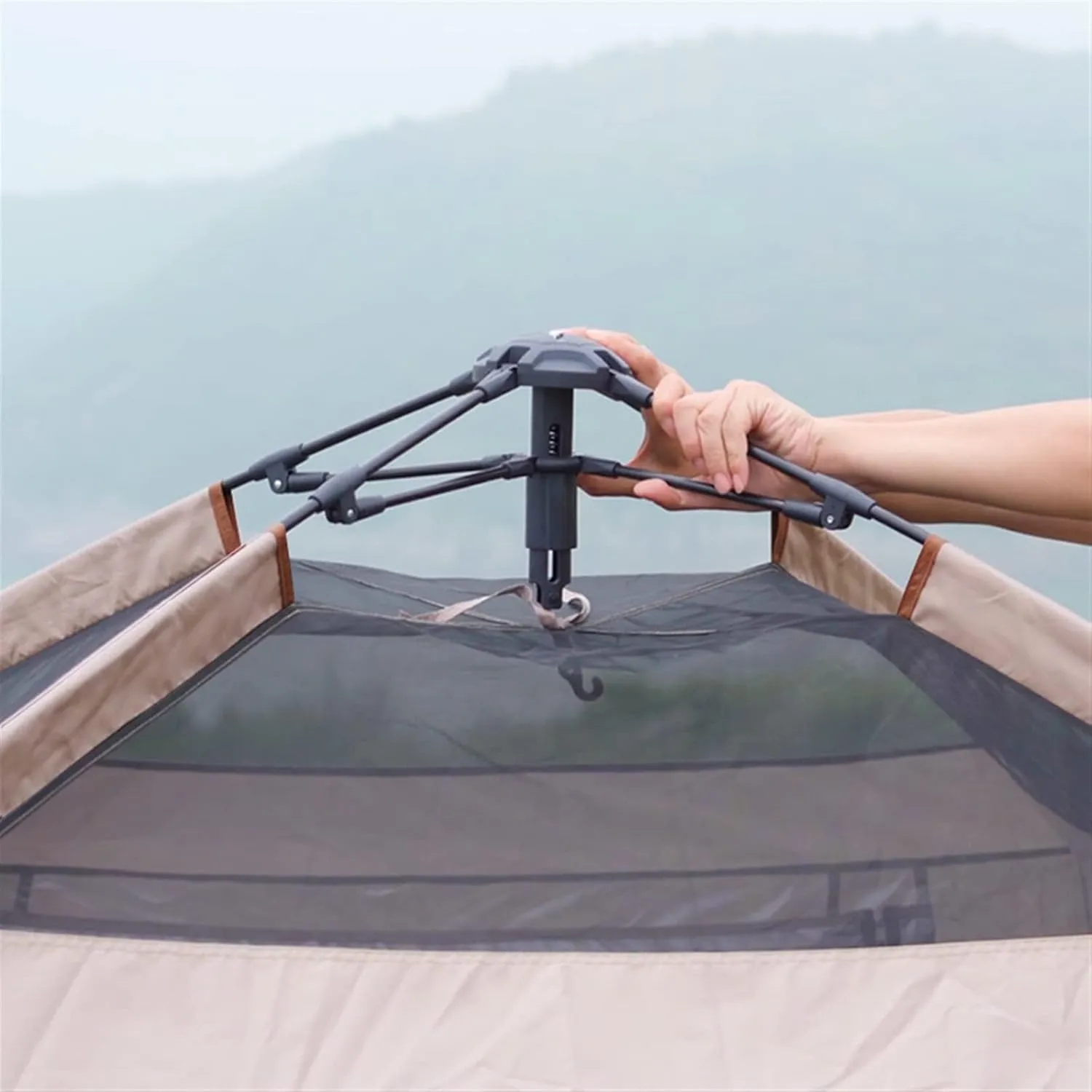 Tents for Camping Outdoor Automatic Tent Oxford Cloth Portable 3-4 Person Quick Build Camping Tent with Door Awning Cloth (Khaki One Size)