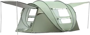 Tents for Camping with Porch, Automatic Instant Family Camping Tent 2 Second Setup Pop Up Tent - 2 Big Doors and 2 Mesh Windows (Color : Green, Size : 3~4 Person)