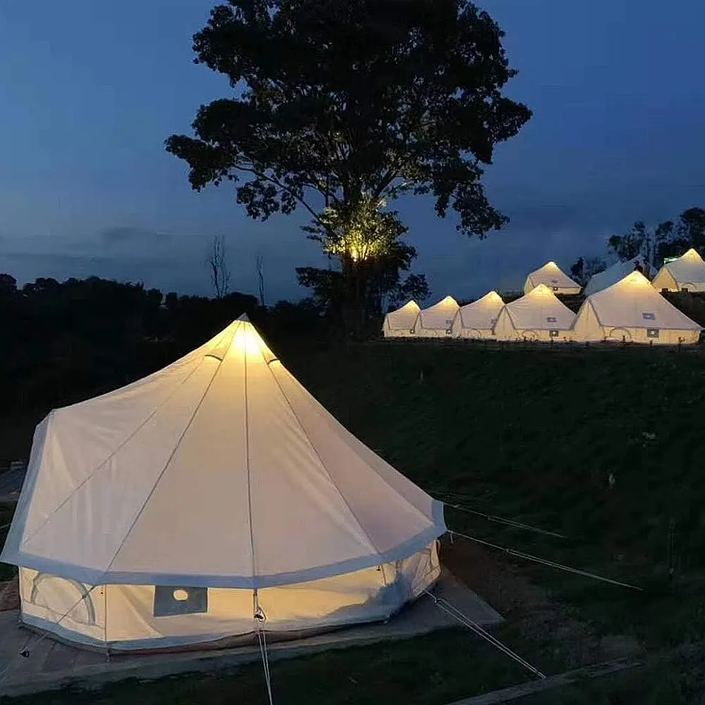 Tents Round Bell Tent Canvas Yurt Tent with Zipped Groundsheet, 4 Season Large Family Teepee Tents for Family Outdoor Camping, Diameter 3M/4M/5M/6M Cotton/Canvas (Color : 4m/13.1ft)