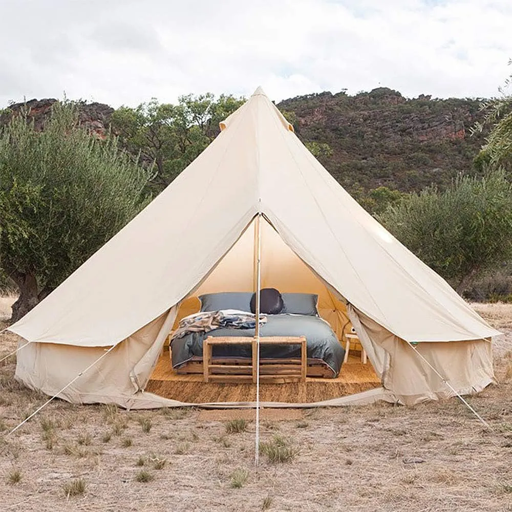 Tents Round Bell Tent Canvas Yurt Tent with Zipped Groundsheet, 4 Season Large Family Teepee Tents for Family Outdoor Camping, Diameter 3M/4M/5M/6M Cotton/Canvas (Color : 4m/13.1ft)