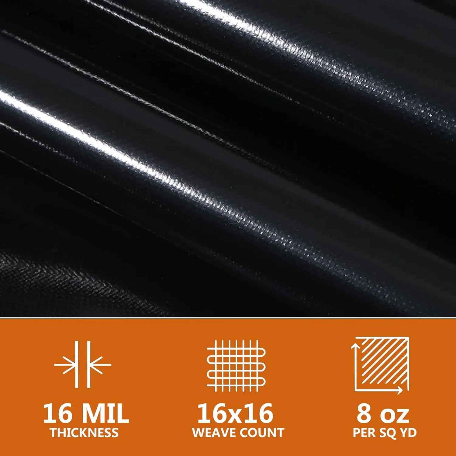 TEZONG Heavy Duty Waterproof 8x10ft Black Tarp, 16Mil Polyethylene, Emergency Rain, Patio, Wood, Roof, Camping, Car, Pool
