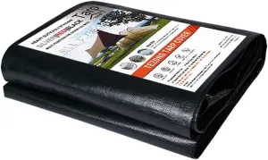 TEZONG Heavy Duty Waterproof 8x10ft Black Tarp, 16Mil Polyethylene, Emergency Rain, Patio, Wood, Roof, Camping, Car, Pool