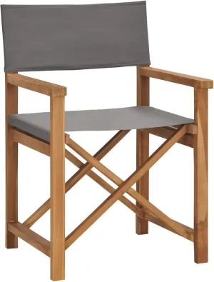 Tidyard Folding Director Chair Collapsible Teak Wood Camping Chair with Fabric Seat and Backrest Portable Gray for Camp, Picnic, Fishing, Hiking, Sports, Lawn Balcony Outdoor Furniture