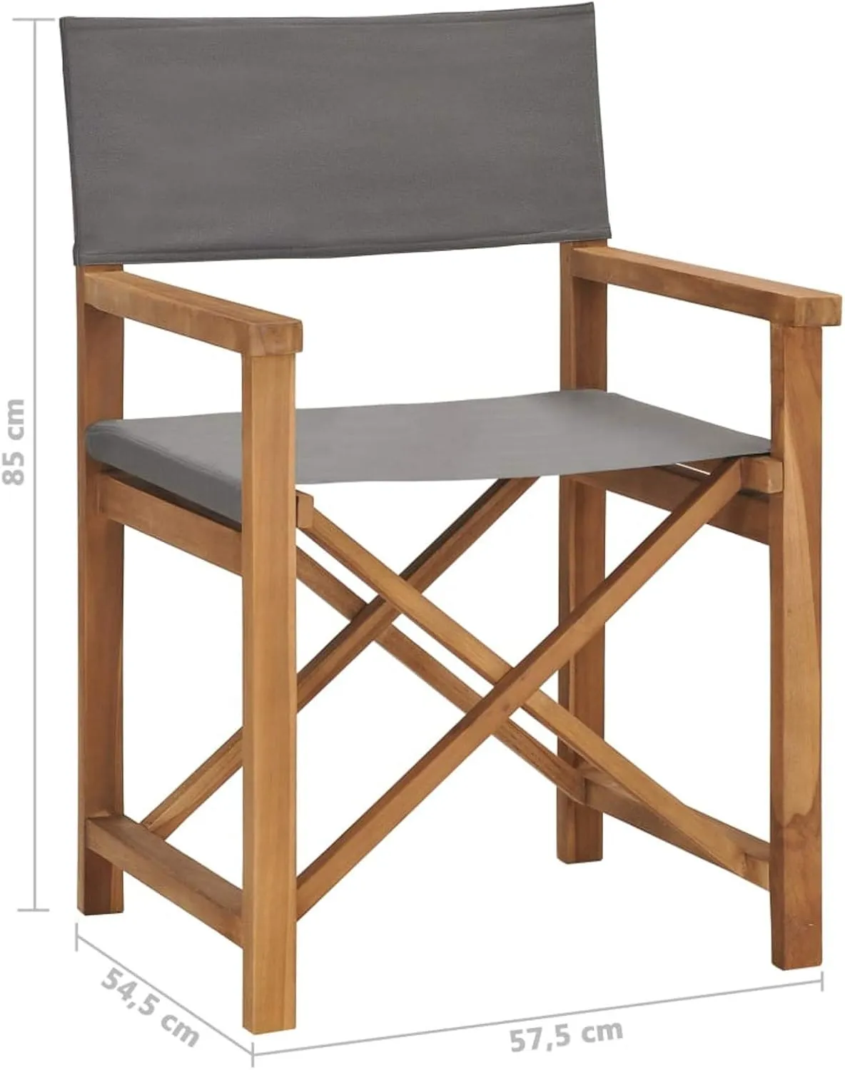 Tidyard Folding Director Chair Collapsible Teak Wood Camping Chair with Fabric Seat and Backrest Portable Gray for Camp, Picnic, Fishing, Hiking, Sports, Lawn Balcony Outdoor Furniture